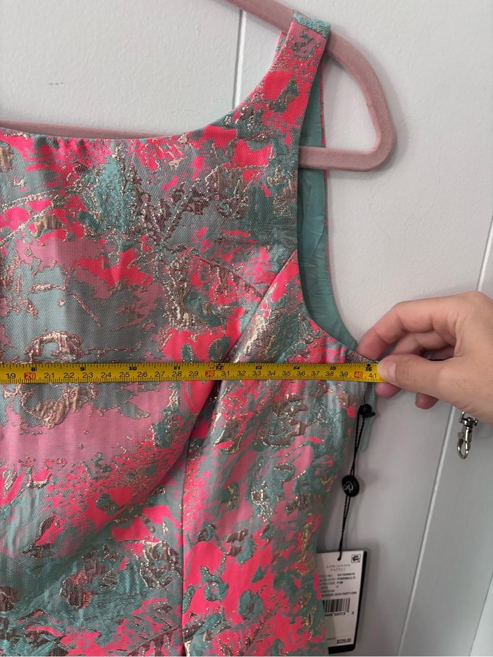 Adrianna Papell Pink/Teal/Gold Floral Brocade Dress Size 4 NWT - Picture 8 of 9
